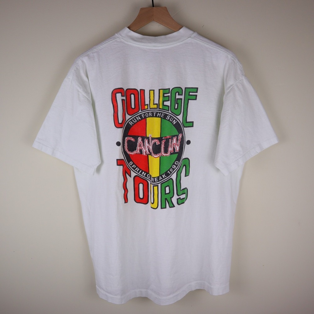 Vintage 1990 Spring Break Cancun College Tours Shirt XL 23x27